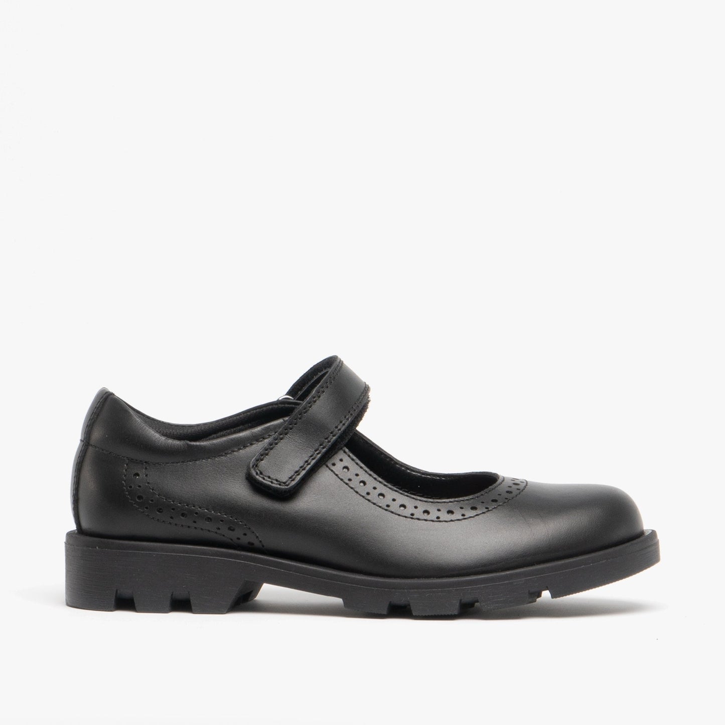 Roamers SABINA Girls Leather Touch Fasten Mary Jane Shoes Black