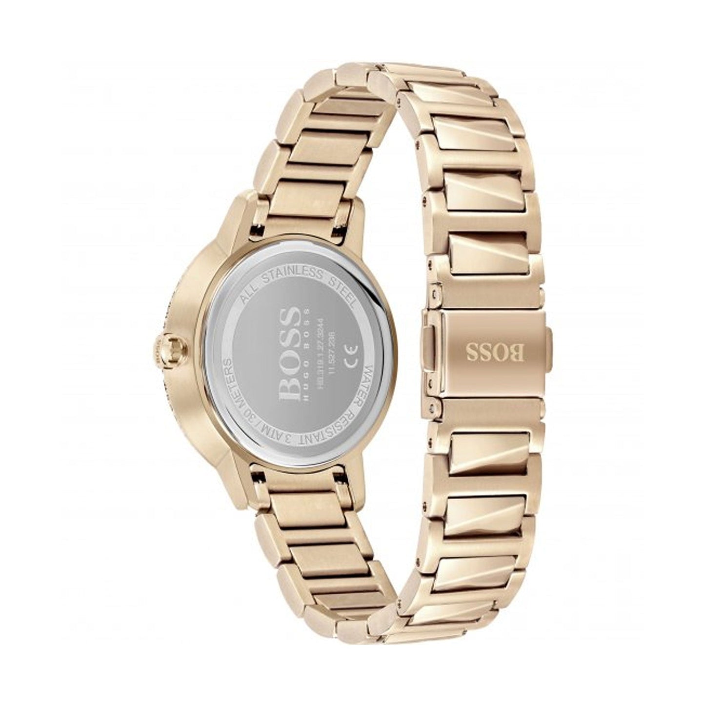 Hugo Boss Womens 1502540 Signature Rose Gold Tone Stainless Steel Watch