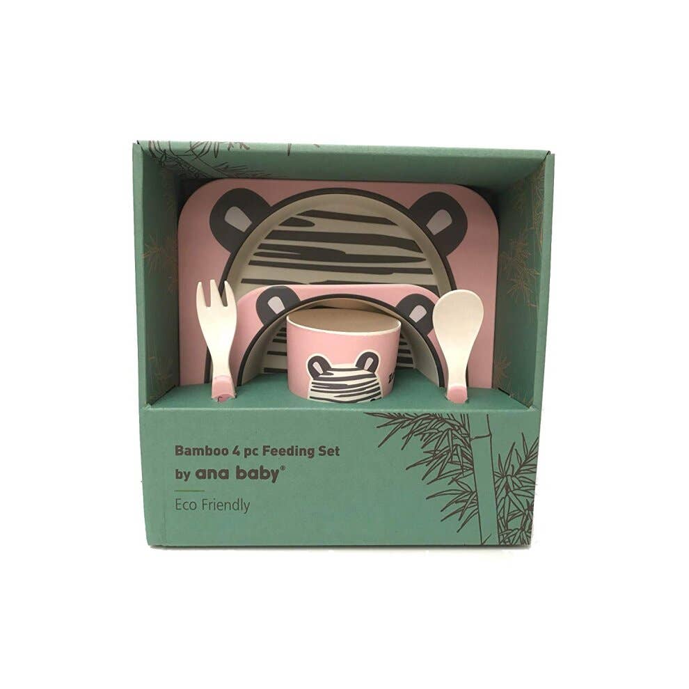 Zebra Bamboo Kids Dinner Set – 5 Piece Eco-Friendly Tableware