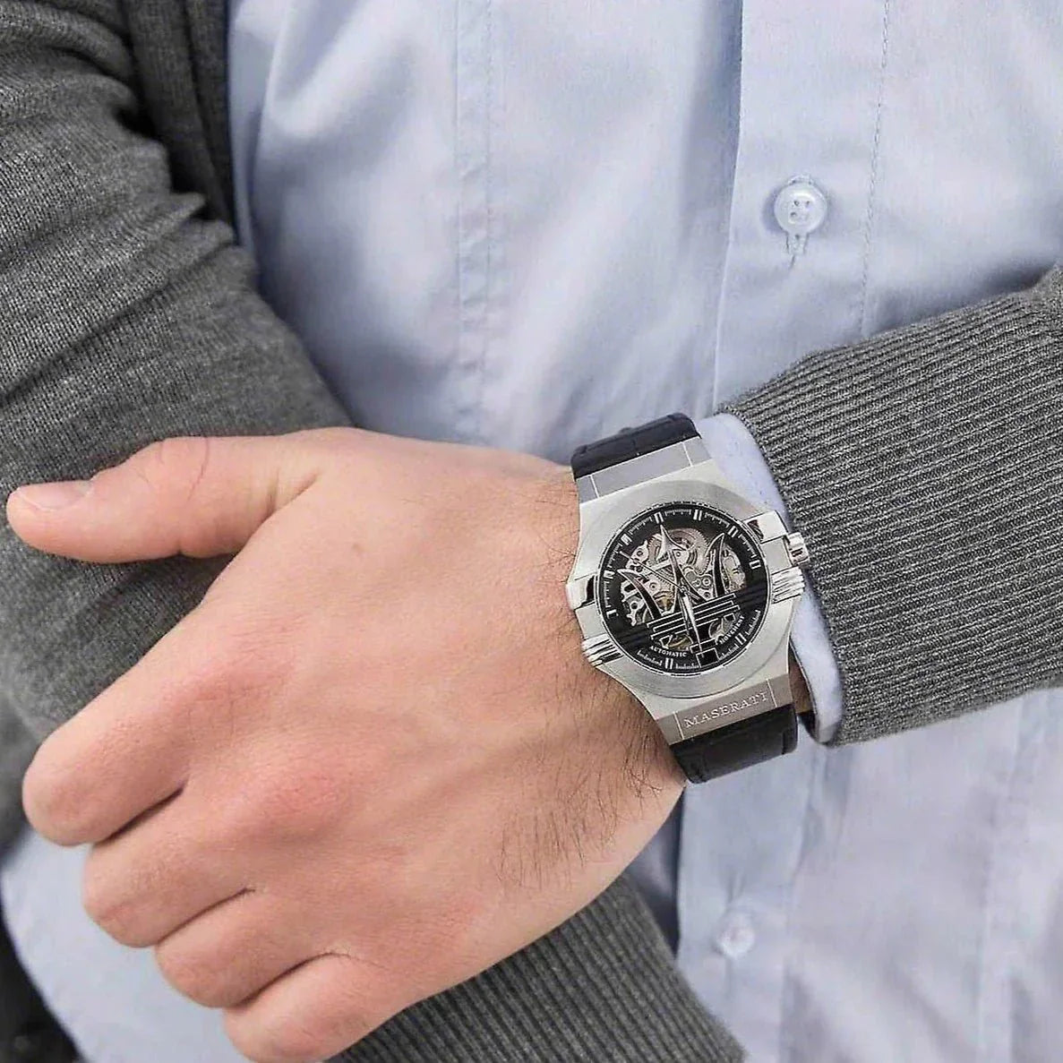 Maserati R8821108001 Potenza Automatic Mens Silver Watch