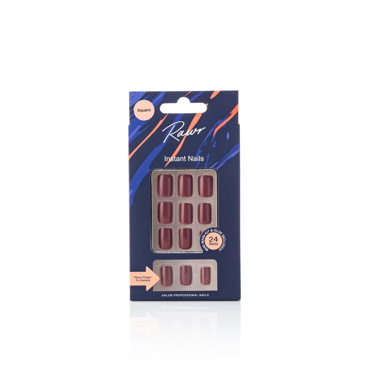 Rawr Stick On Nails Glossy Burgandy Square