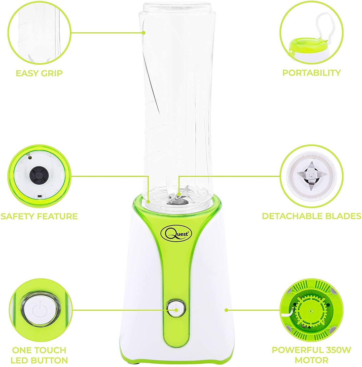 Quest Personal Blender BPA Free Green & White - 34009