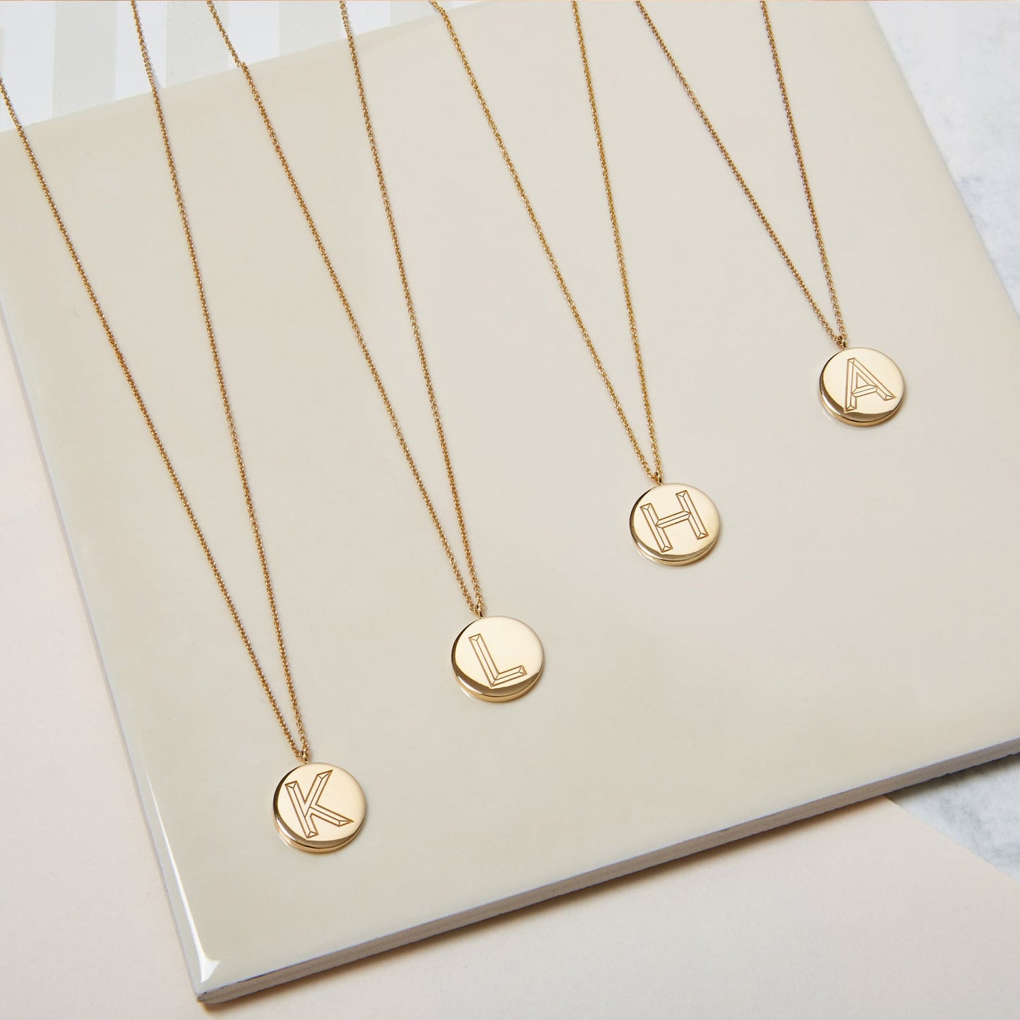 Facett Initial H Pendant - Gold
