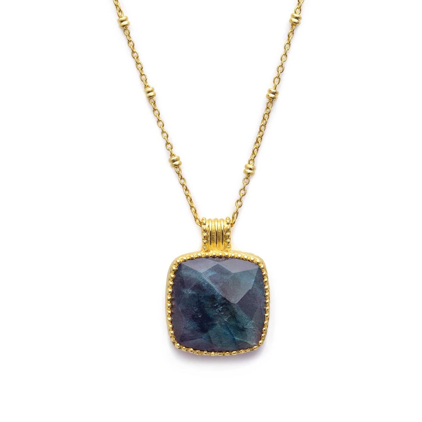 Tetra Large Square Gemstone Pendant Labradorite