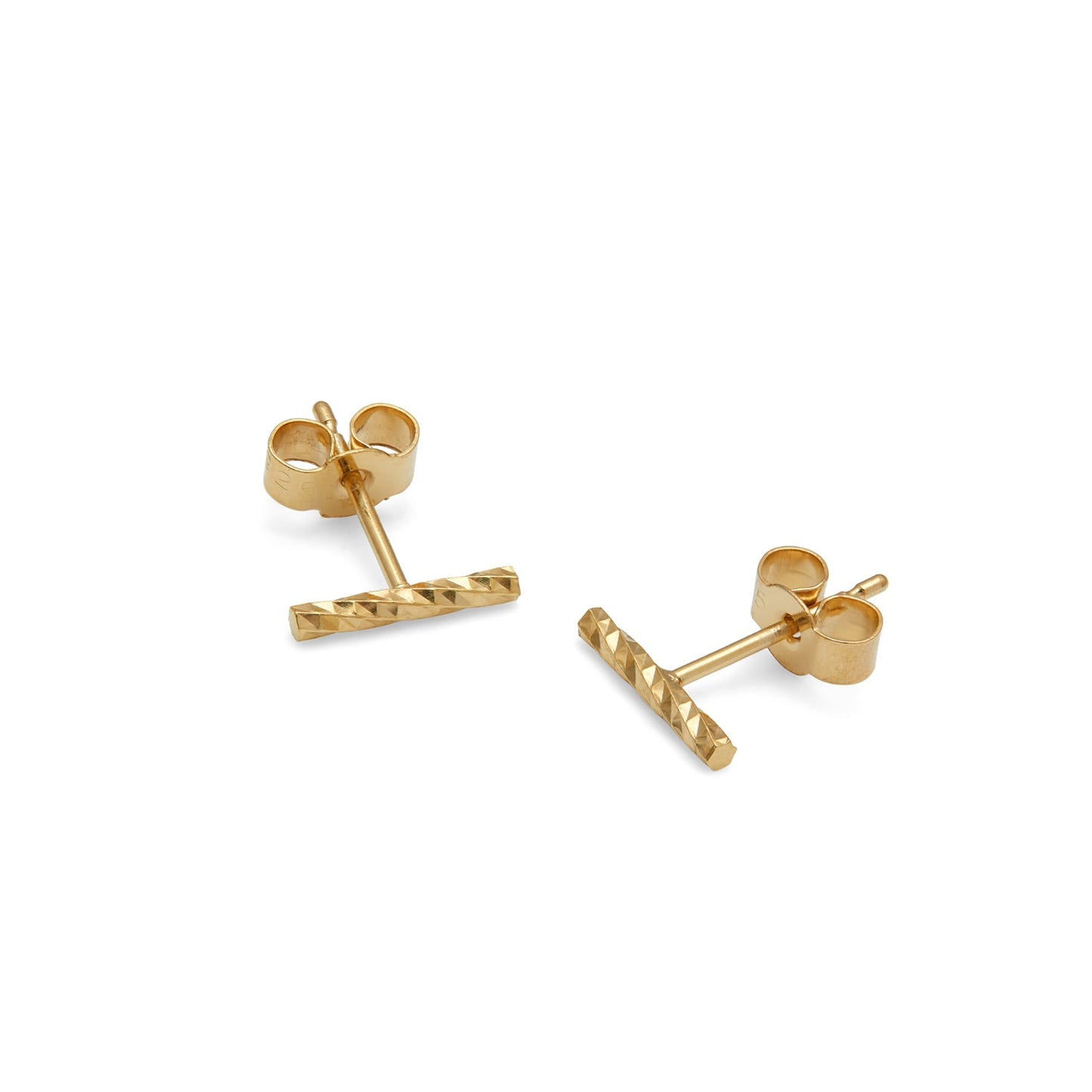 Faceted Bar Stud Earrings - Gold