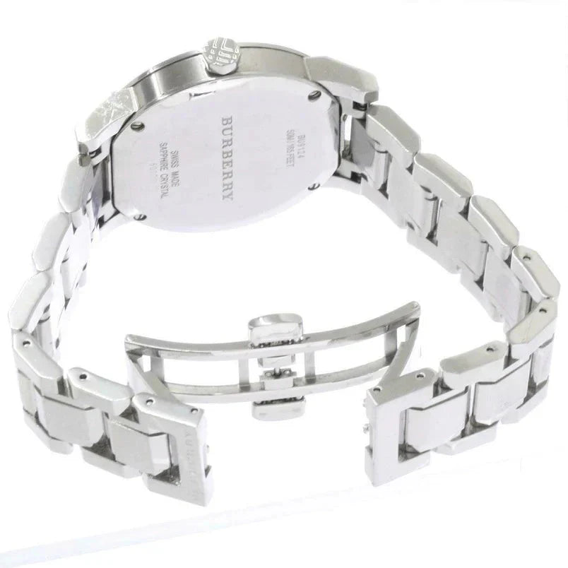 Burberry Ladies Watch Check Stamped Pink Bu9124