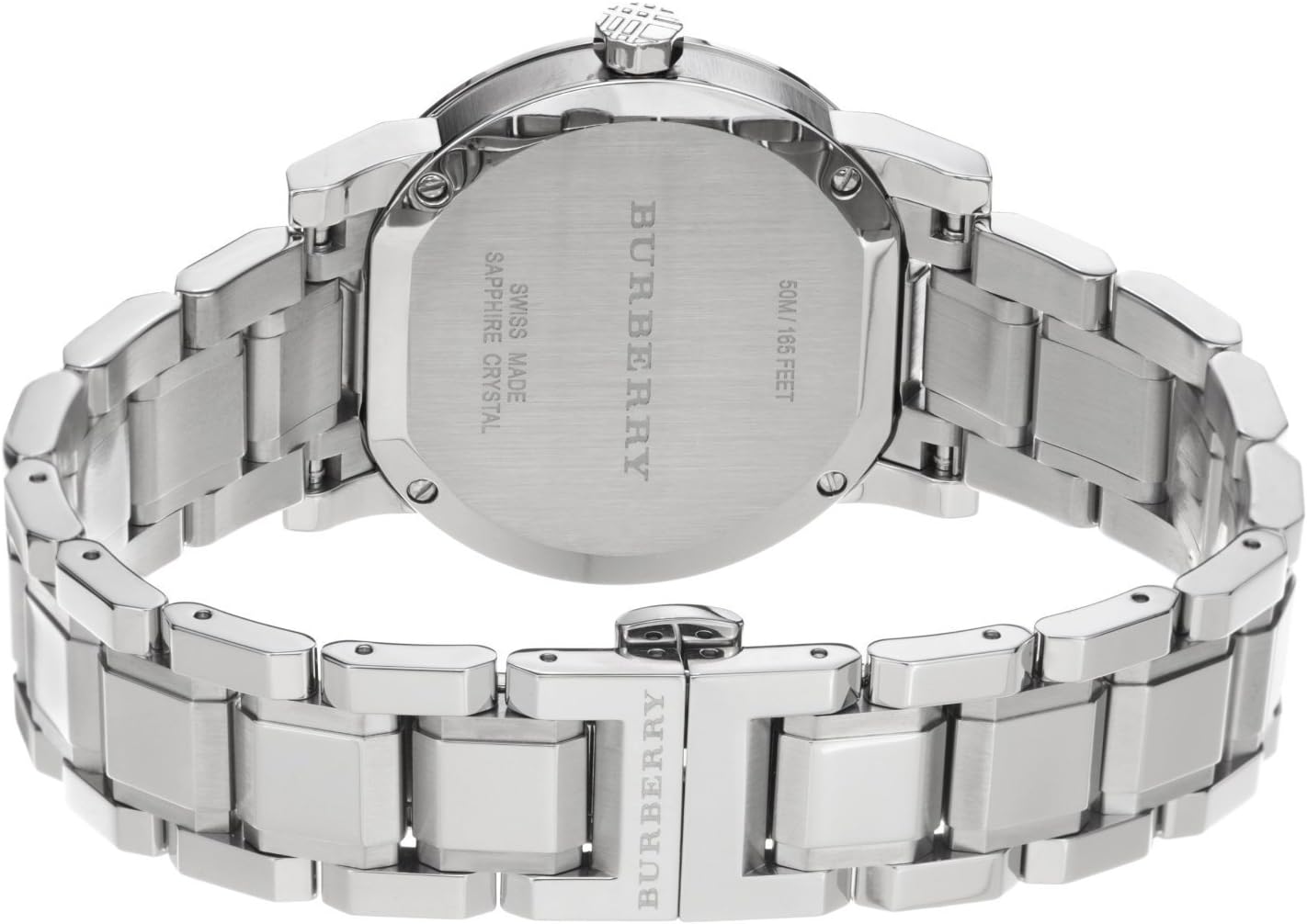 Burberry Ladies Watch Check Stamped Silver Bu9100