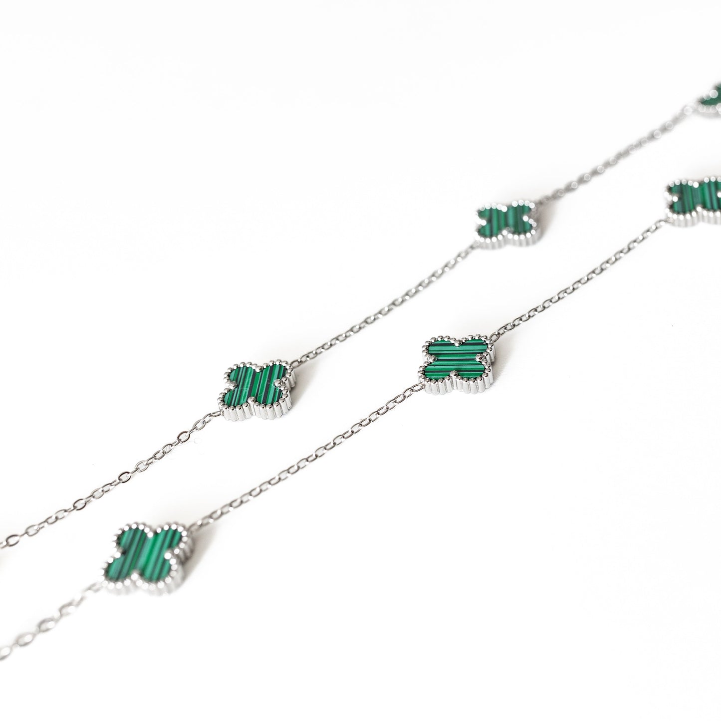 Silver Clover Necklace (Green)