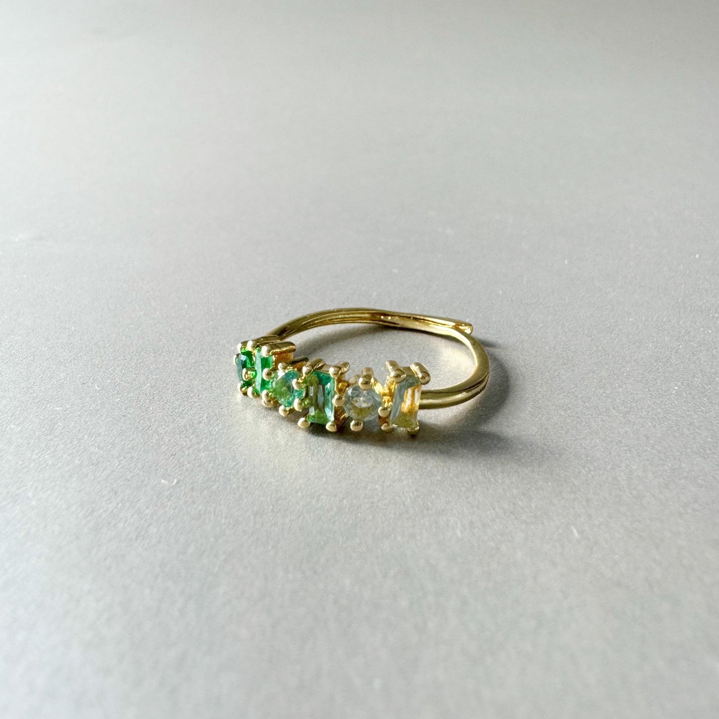 Eden Luxe 18k Gold Plated Green Multi Jewelled Ring