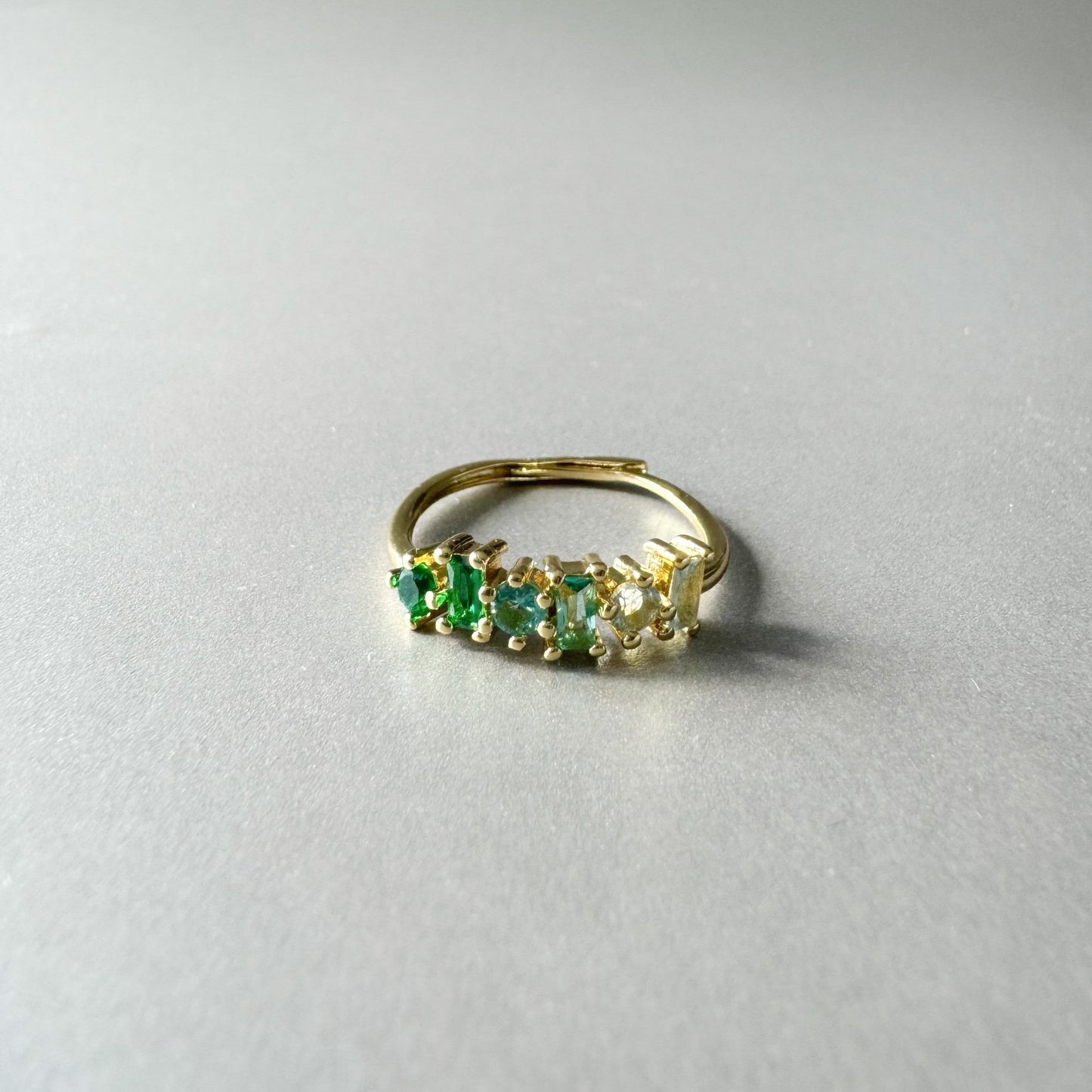 Eden Luxe 18k Gold Plated Green Multi Jewelled Ring