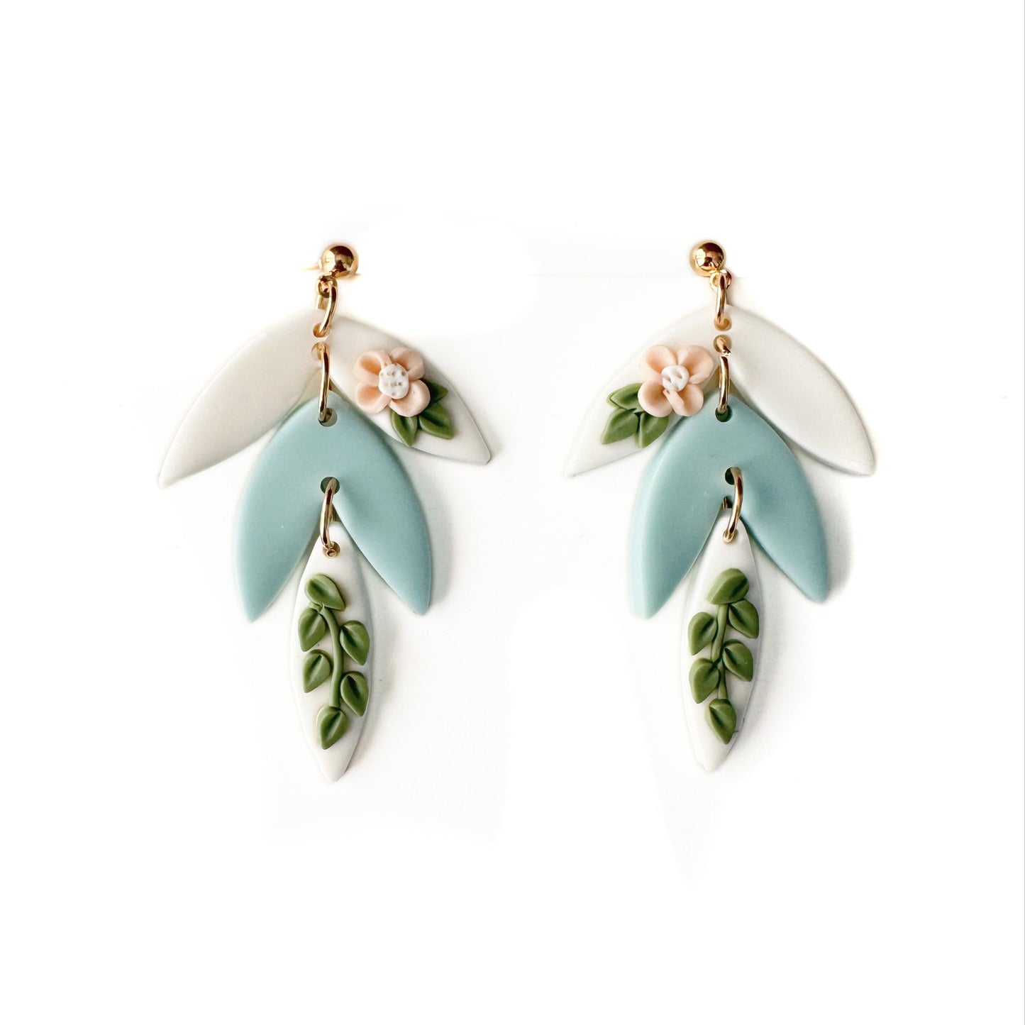 Iris Sky Floral Botanical Statement Drop Earrings