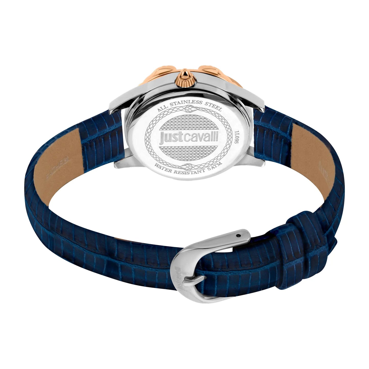 Just Cavalli JC Giro Leather Blue Silver Serpente Zircons