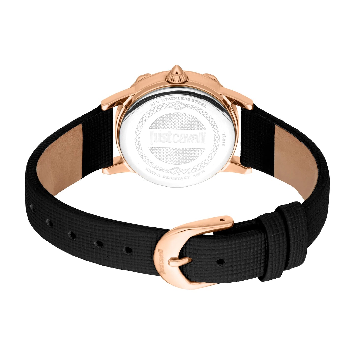 Just Cavalli Fiorenza Snake Leather Black RG Silver