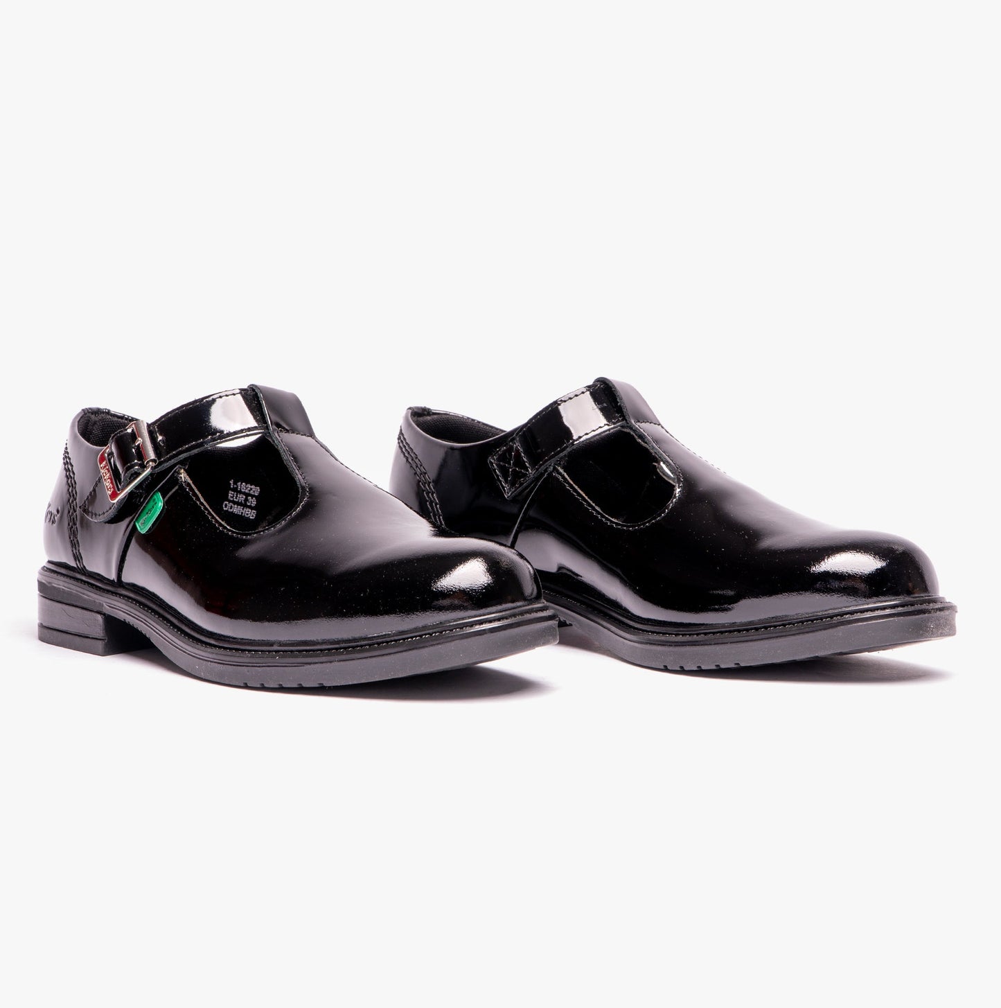 Kickers 116229 LACH T-BAR Girls School Shoes Black Patent