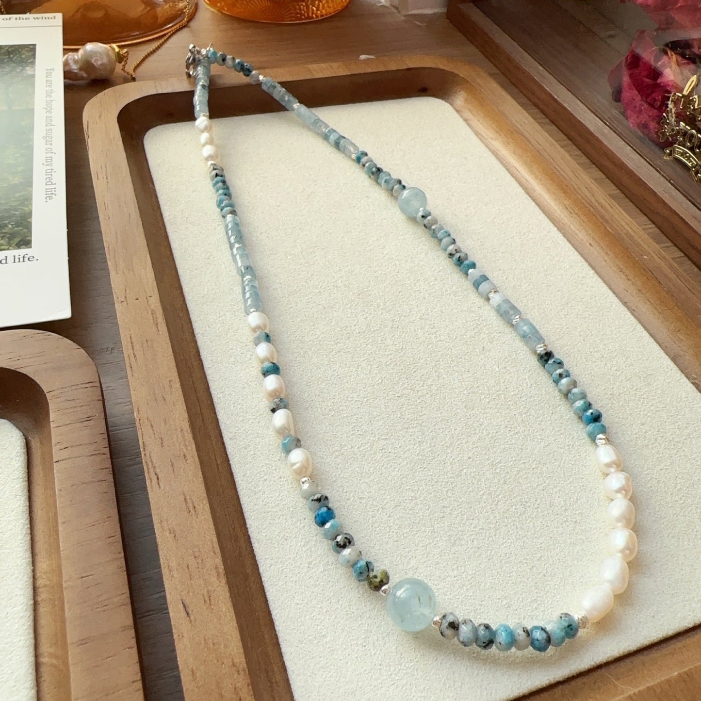Jekira Aquamarine & Haze Blue Pearl Jewelry Set