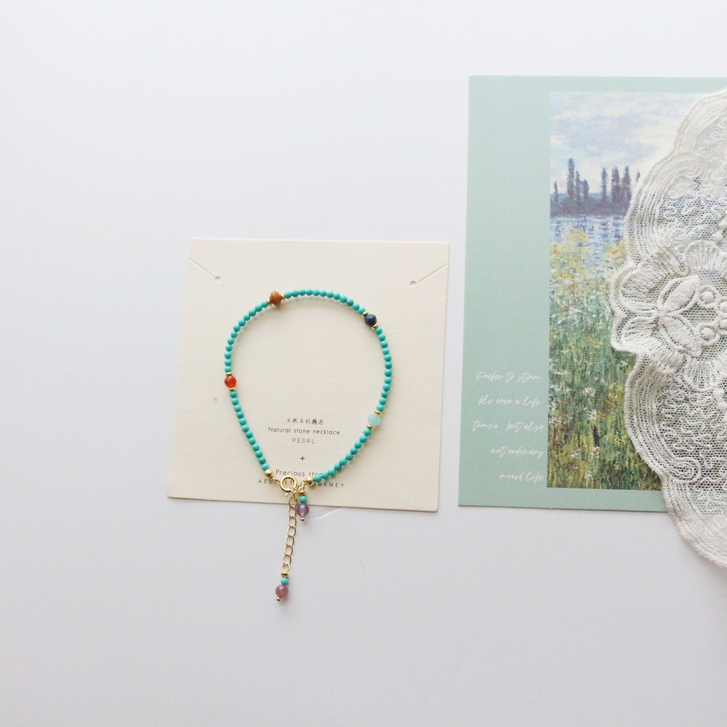 JEKIRA Rainbow Magnesite Turquoise Multi-Gem Necklace & Bracelet Set