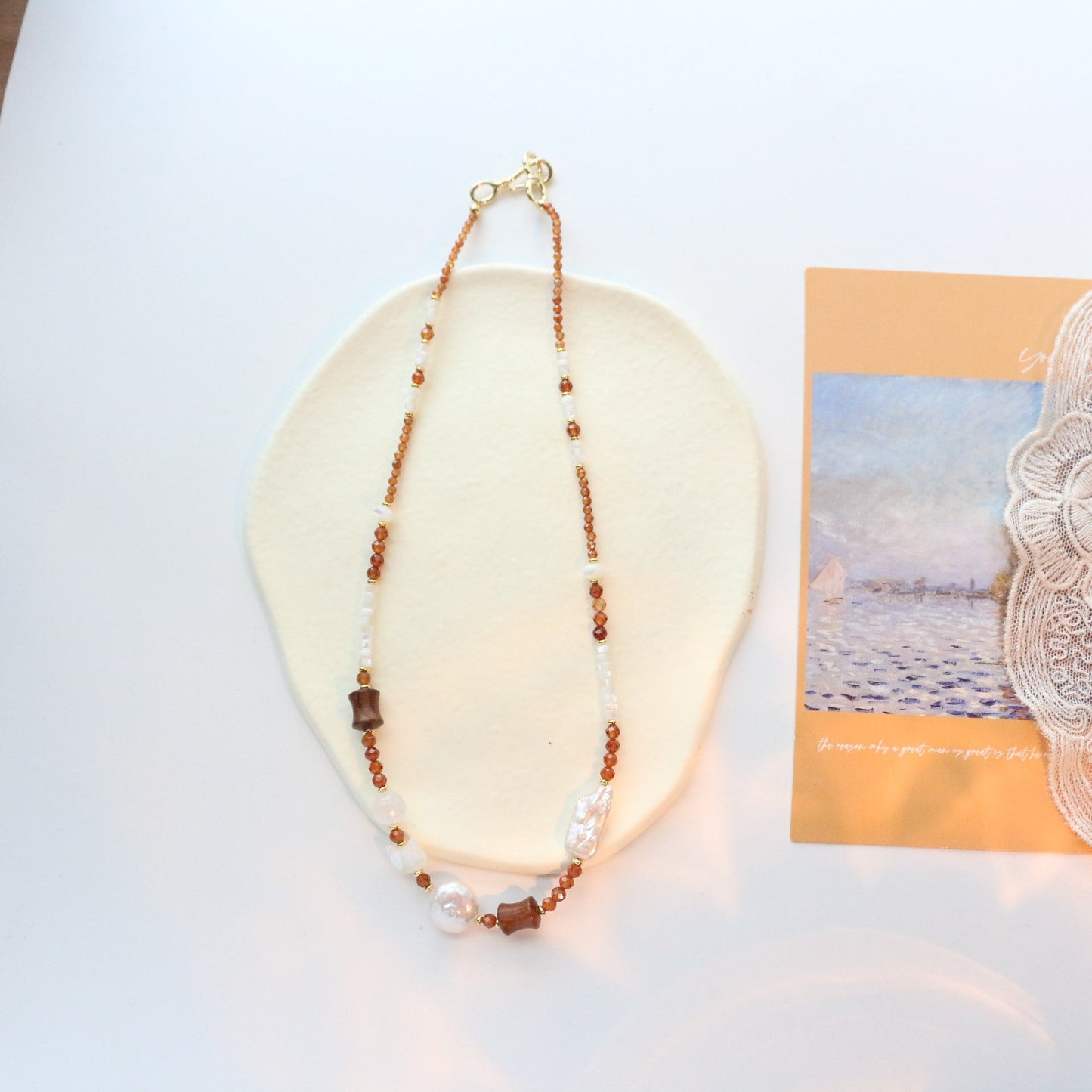 Jekira Vintage Caramel Garnet & Pearl Jewelry Set