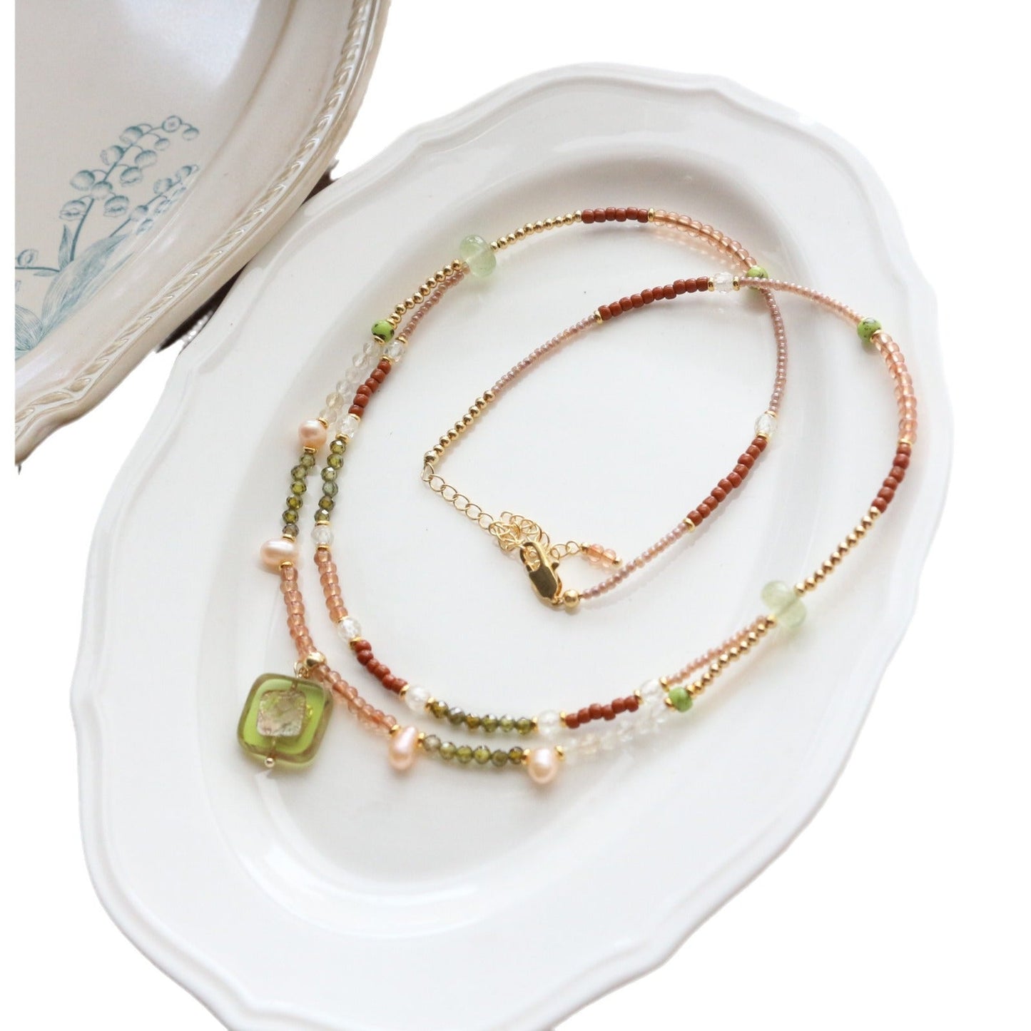 JEKIRA Luxe Double-Layer Gemstone Necklace – Baroque Pearls & Czech Beads