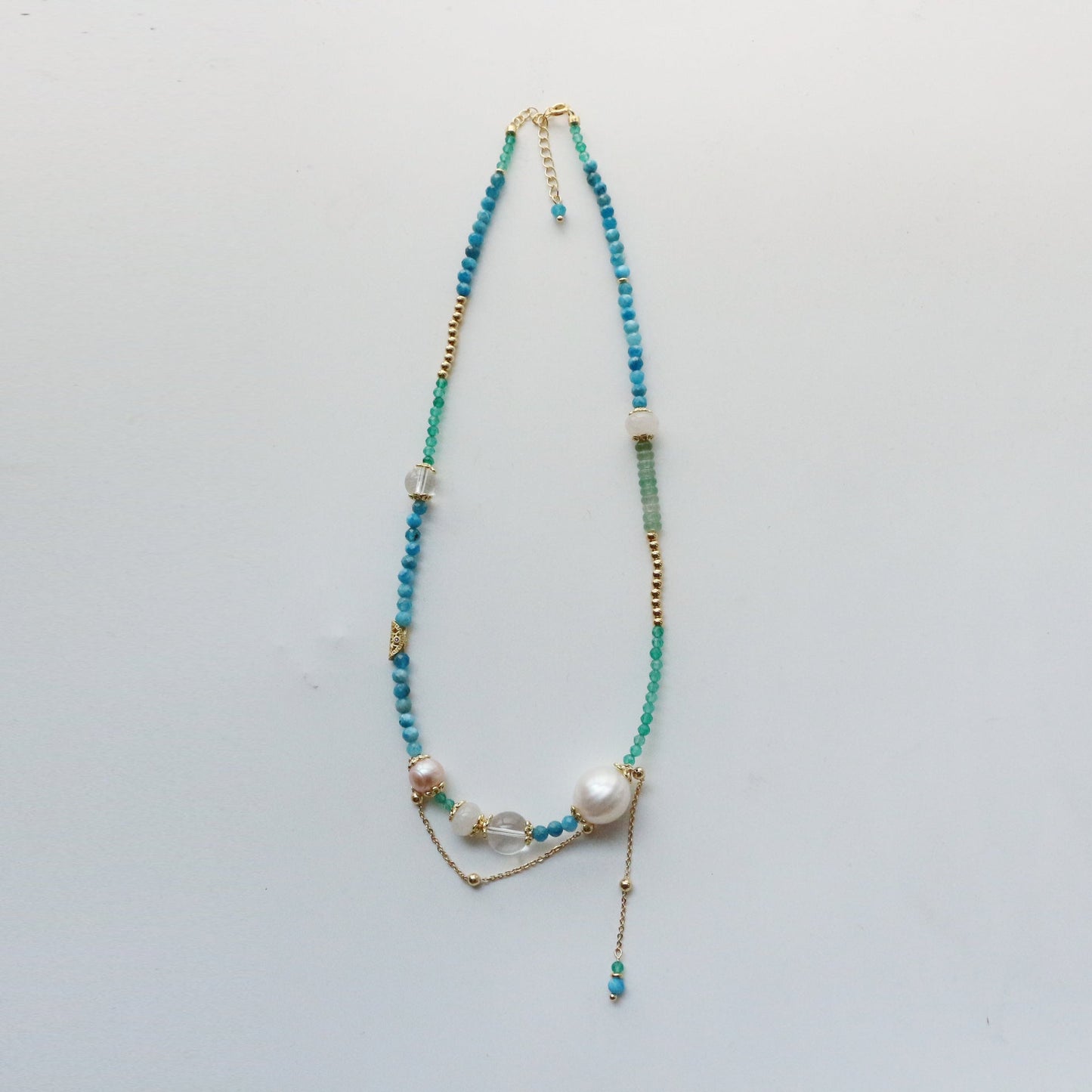 Jekira New Chinese Gemstone Tassel & Pearl Necklace Duo