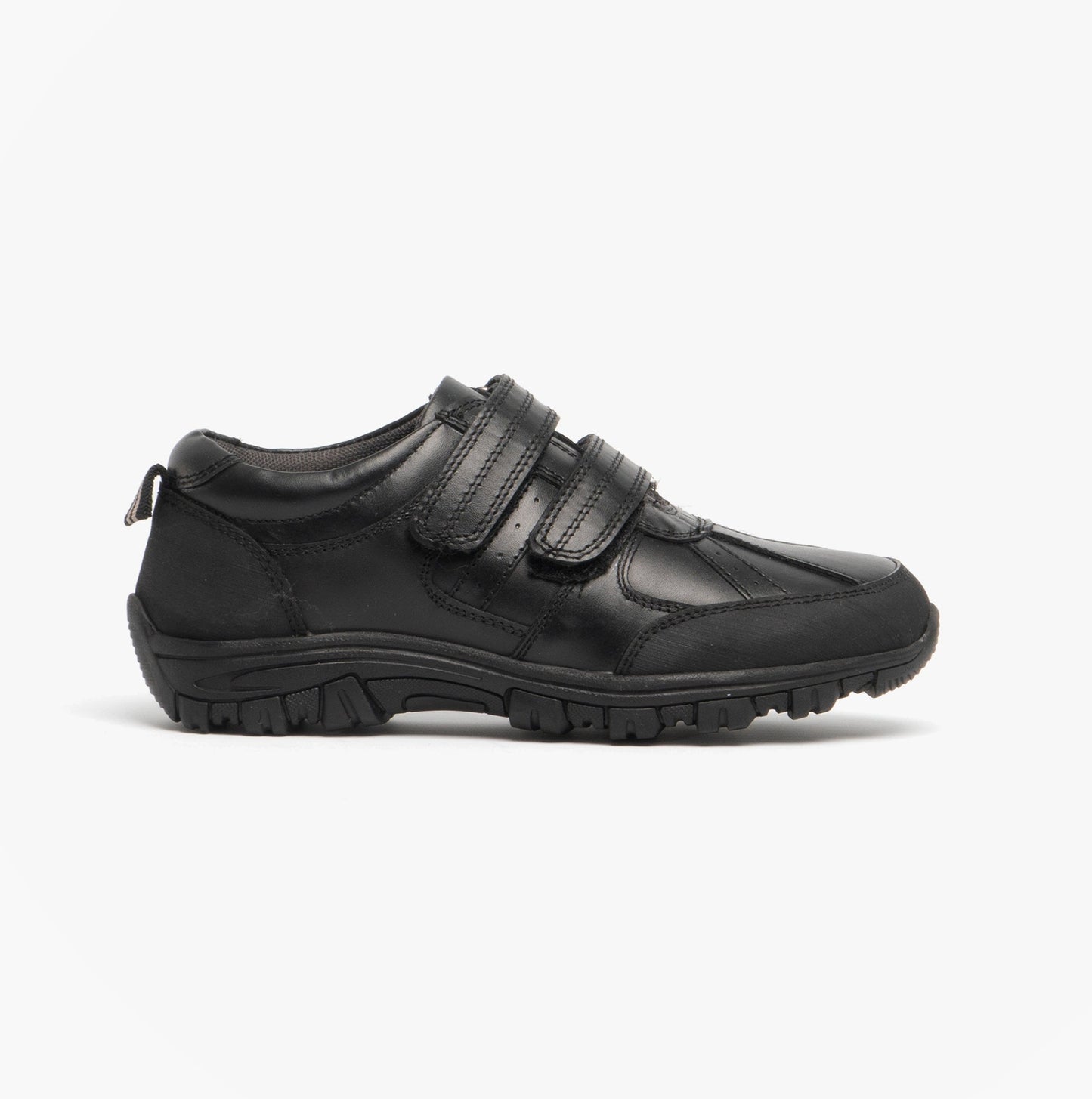 Roamers WILFRED Boys Black Leather Touch Fasten Shoes