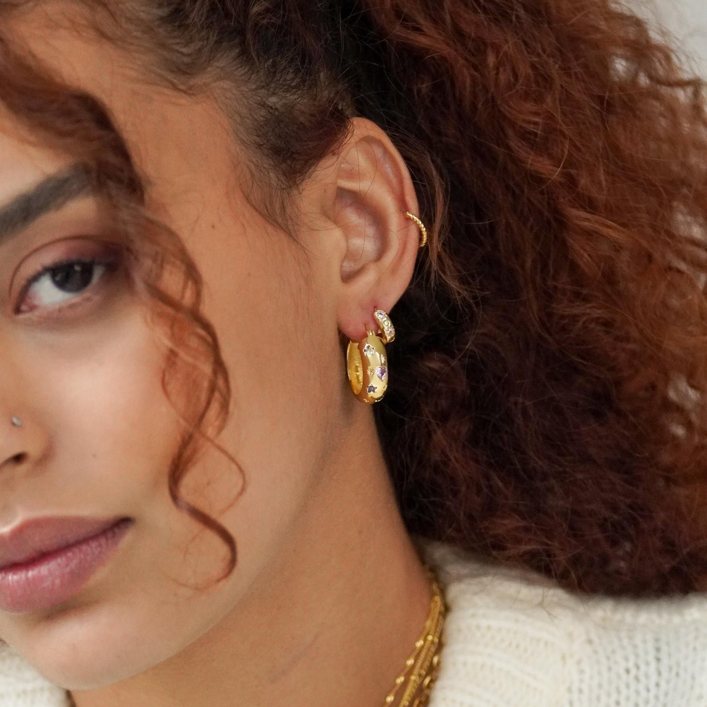 Pastel Stone Petite Hoop Earrings