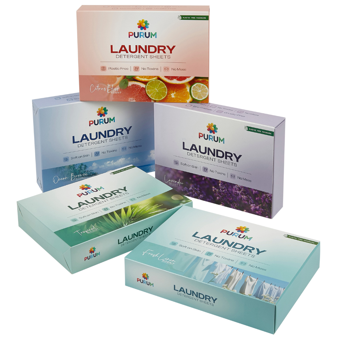 Purum Fresh Linen Scented Eco-Friendly Laundry Detergent Sheets - 64 Pack