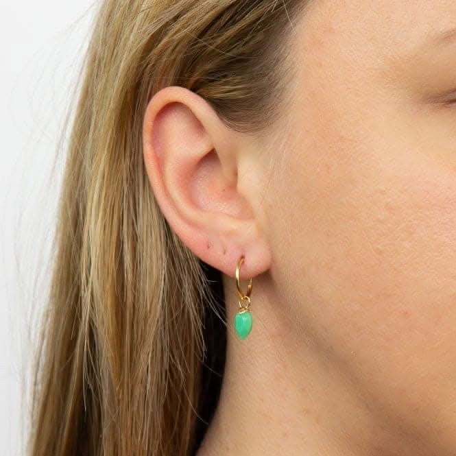 August Yellow Gold Plated Birthstone Chalcedony Stone Hoop Charm Earring Y2668