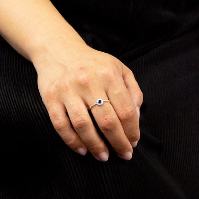 Bead Sapphire Blue Crystal Ring R3773L
