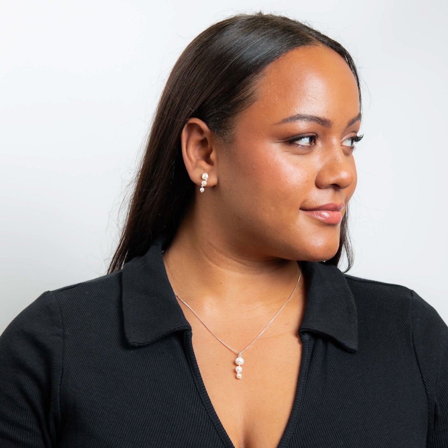 Beginnings Sterling Silver White Freshwater Pearl White Earrings E6477W