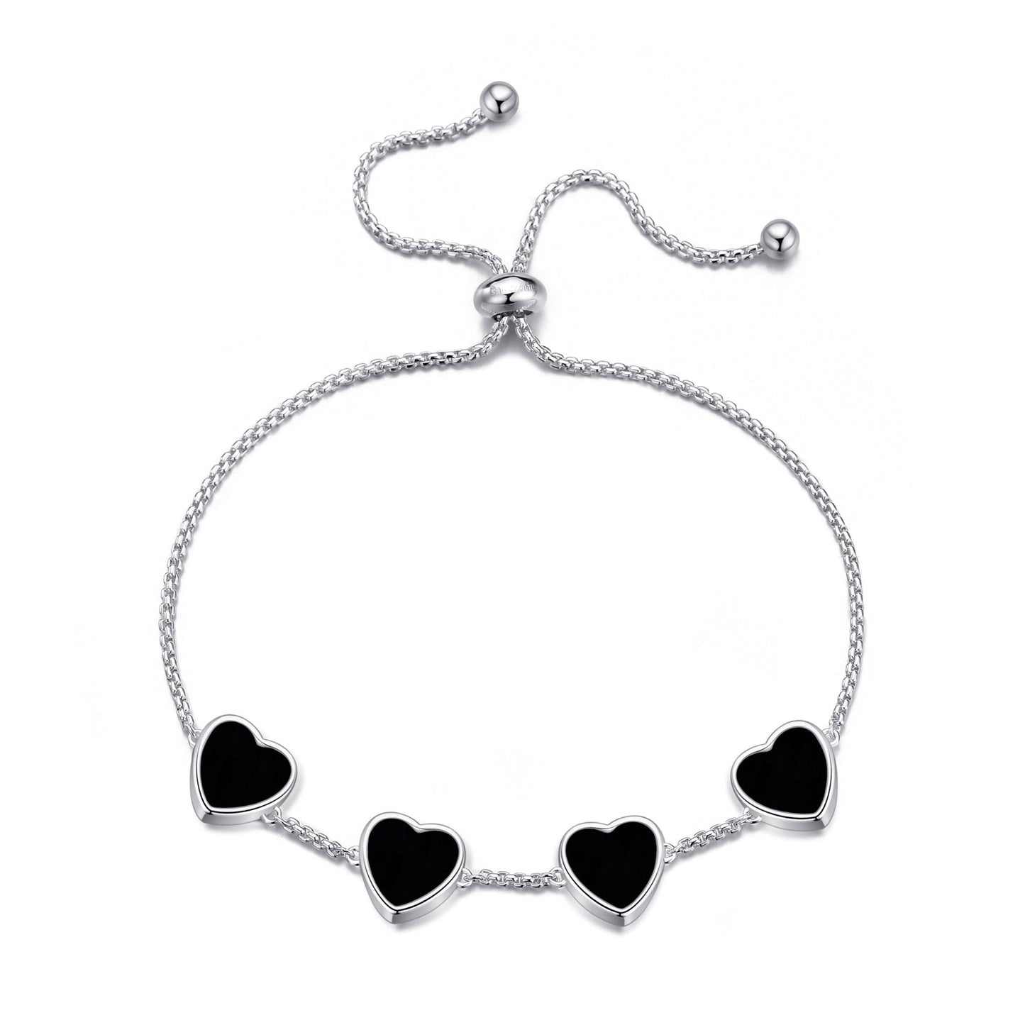 Black Onyx Gemstone Multi Heart Friendship Bracelet