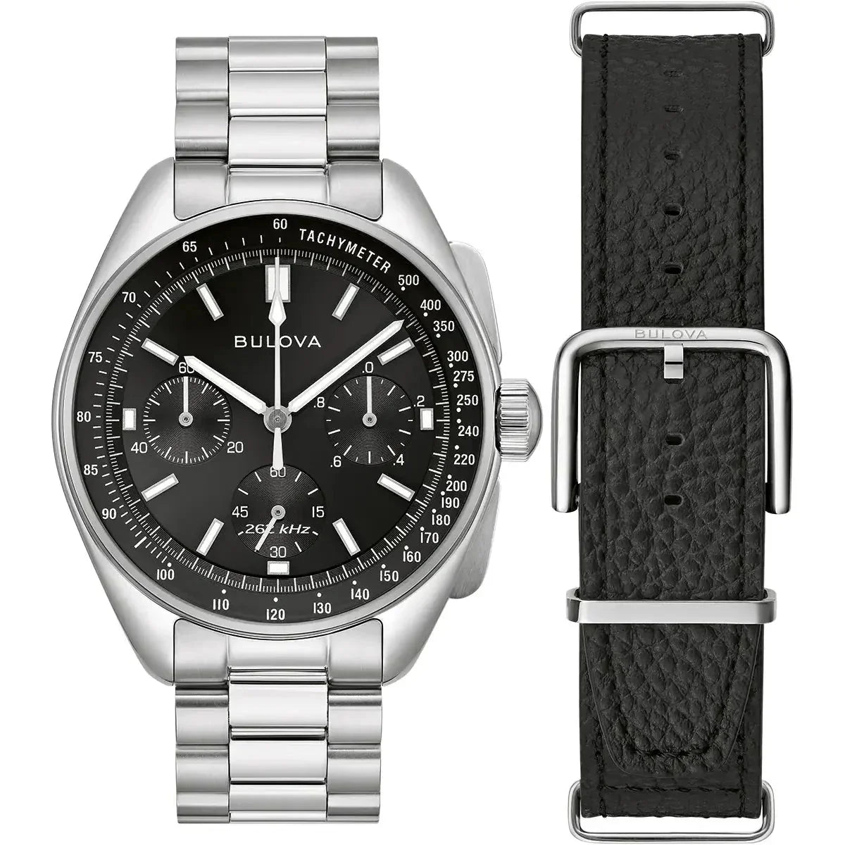Bulova Lunar Pilot Chrono Mens Silver Watch 96k111