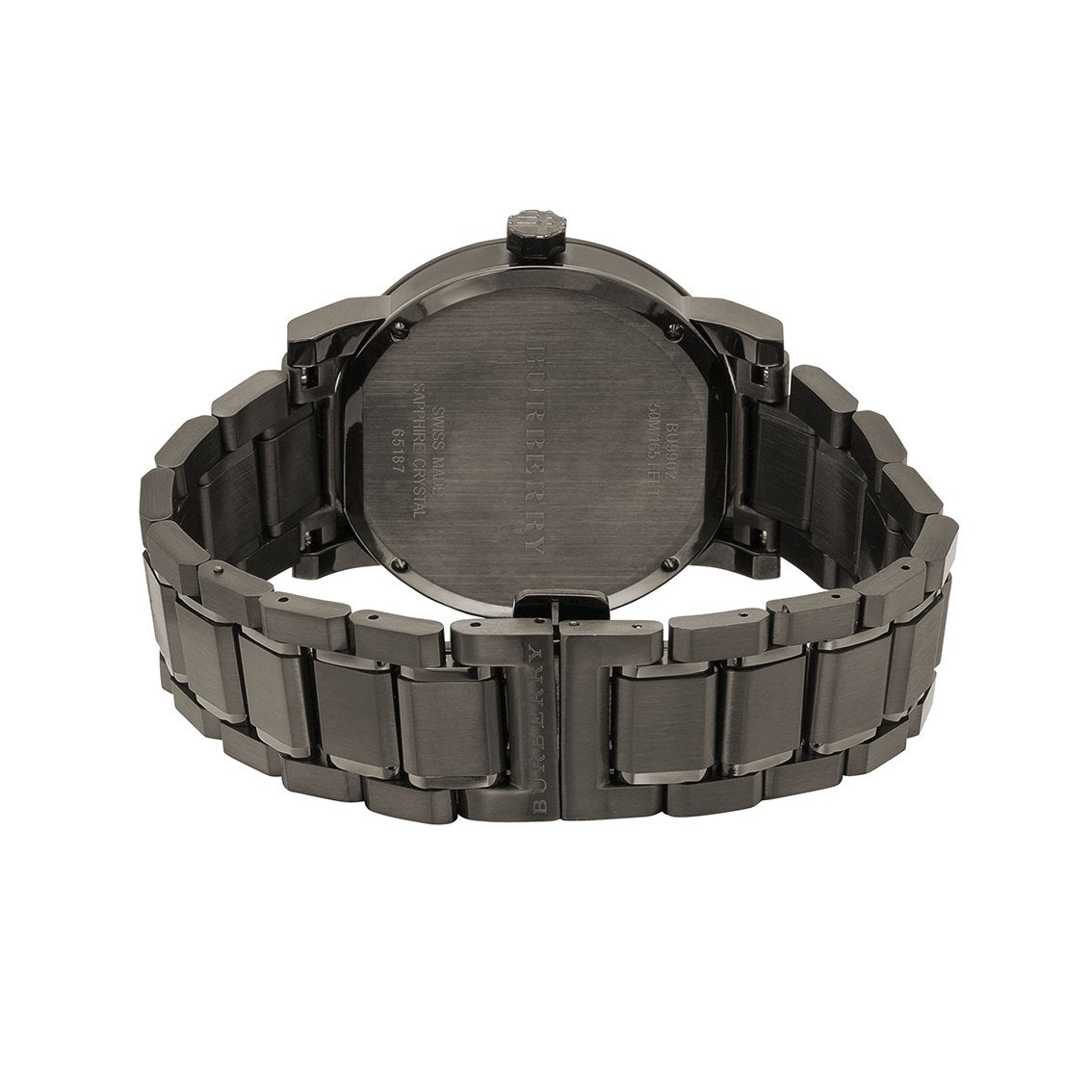 Mens Gunmetal Grey Stainless Steel Chronograph Burberry Watch Bu9902