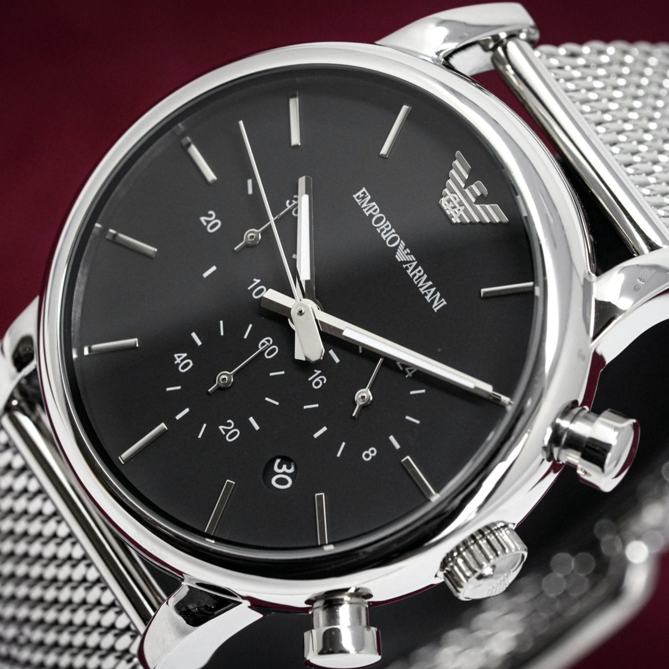 Emporio Armani Ar1808 Men S Luigi Chronograph Mesh Watch