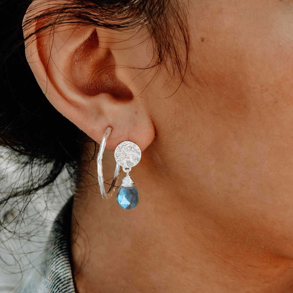 Classic Athena Drop Earrings: Silver Labradorite