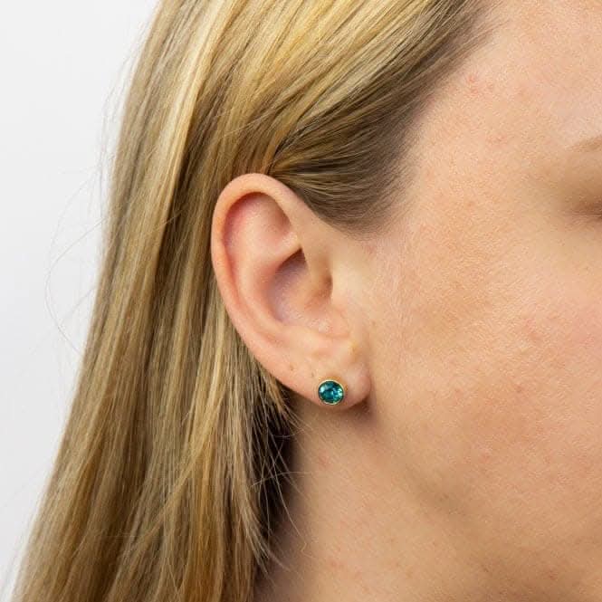 December Yellow Gold Plated Birthstone Earrings with Swarovski Crystal E1548