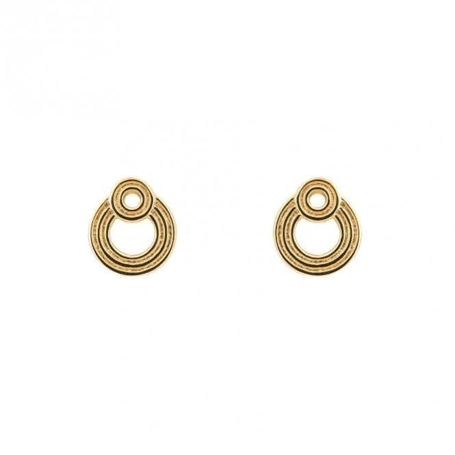 Double Circle Gold Plated Ridged Stud Earrings E6243