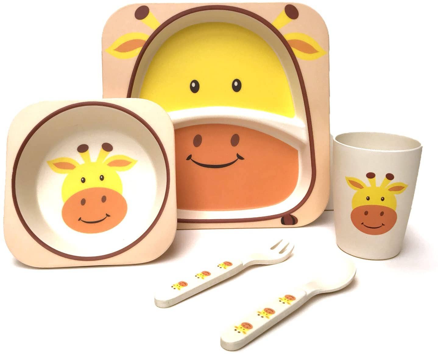 Giraffe Bamboo Kids Dinner Set – 5 Piece Eco-Friendly Tableware