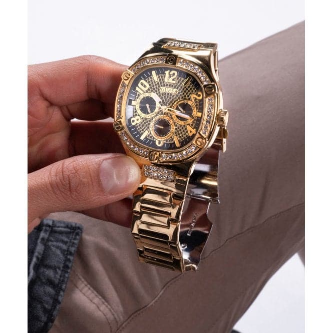 Guess Watches Gents Duke Stainless Steel Gold Watch Gw0576g2