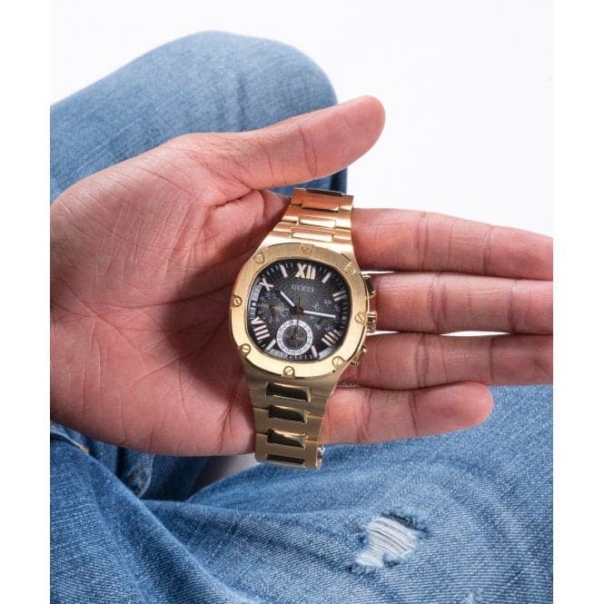 Guess Watches Gents Headline Stainless Steel Gold Watch Gw0572g2