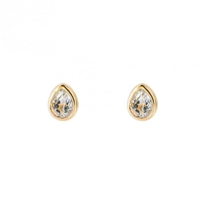 Gold Plated Birthstone April White Topaz Earrings E6205