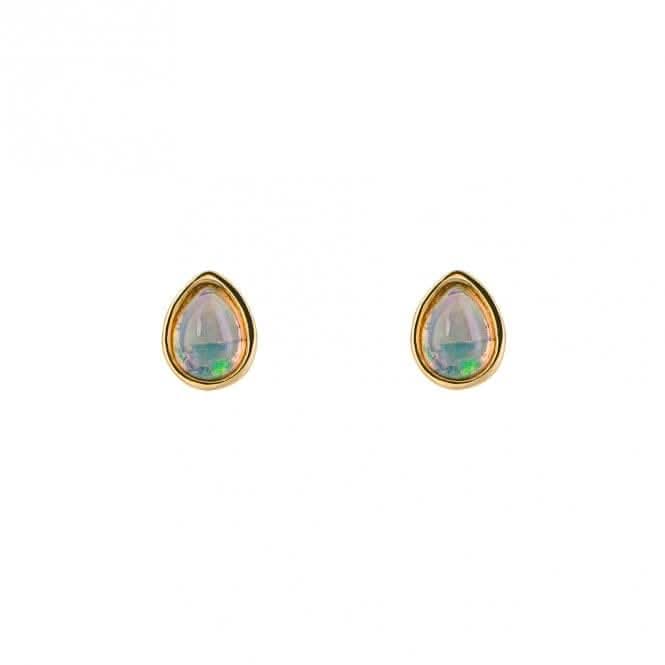 Gold Plated Birthstone October Cabochon Opal Earrings E6211