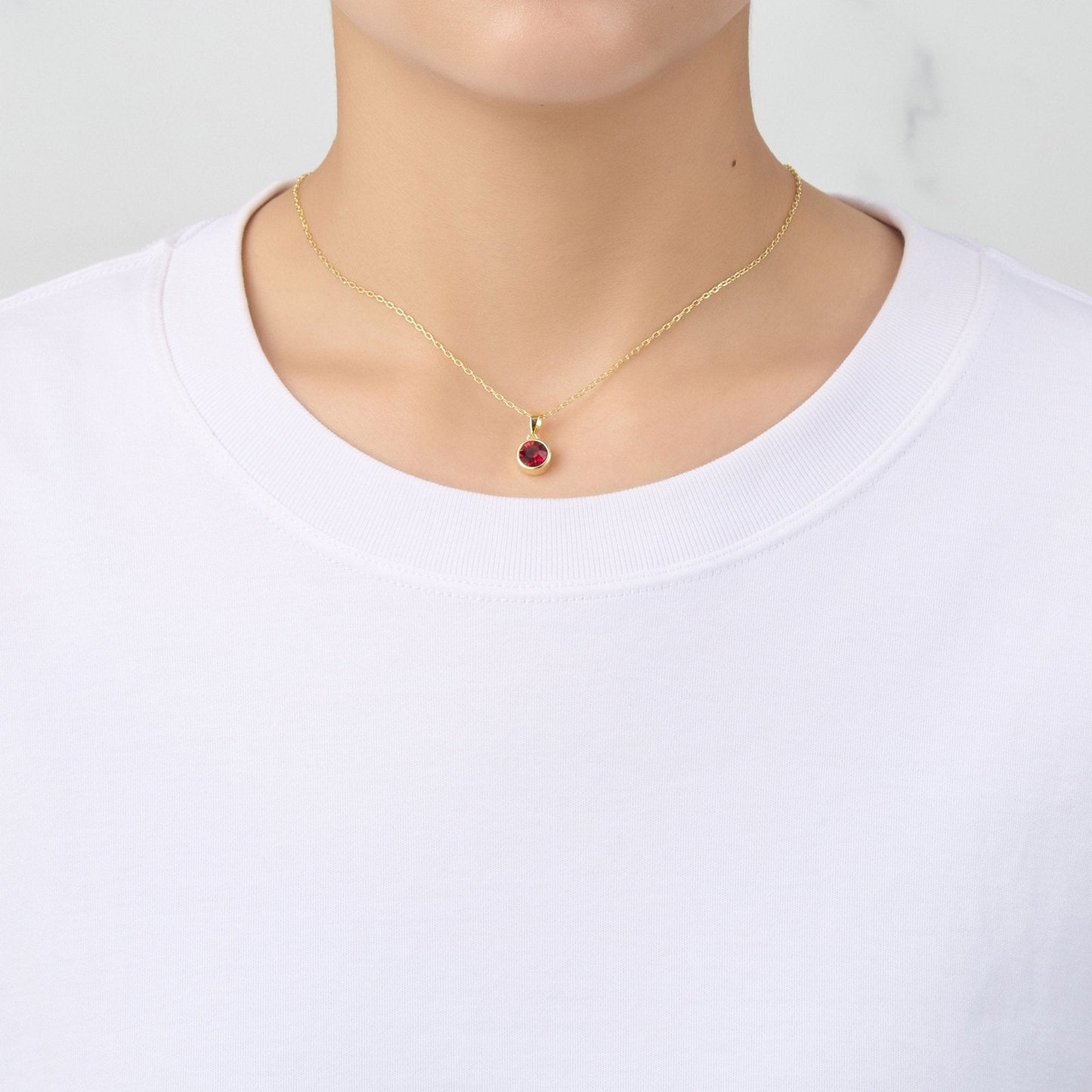 Gold Plated July (Ruby) Birthstone Necklace & Earrings Set Created with Zircondia® Crystals