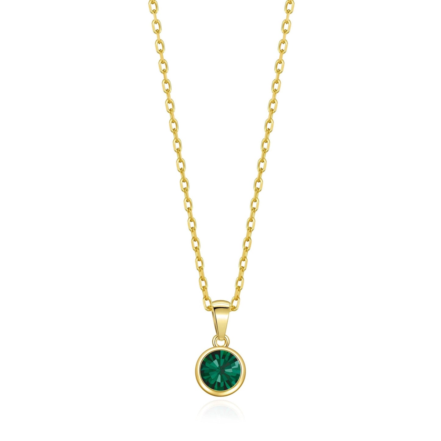 Gold Plated May (Emerald) Birthstone Necklace Created with Zircondia® Crystals
