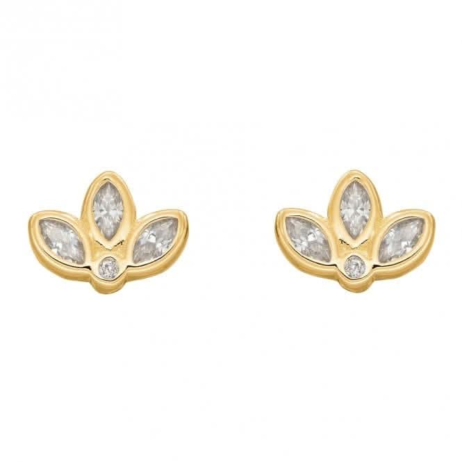 Gold Plated Zirconia Lotus Flower Earrings E6274C