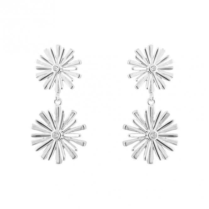 Graphic 3D Flower With Zirconia Long Earrings E6253C