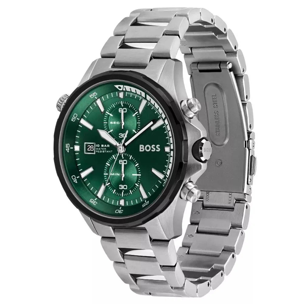 Hugo Boss Mens 1513930 Chronograph Stainless Steel Watch With Green Dial
