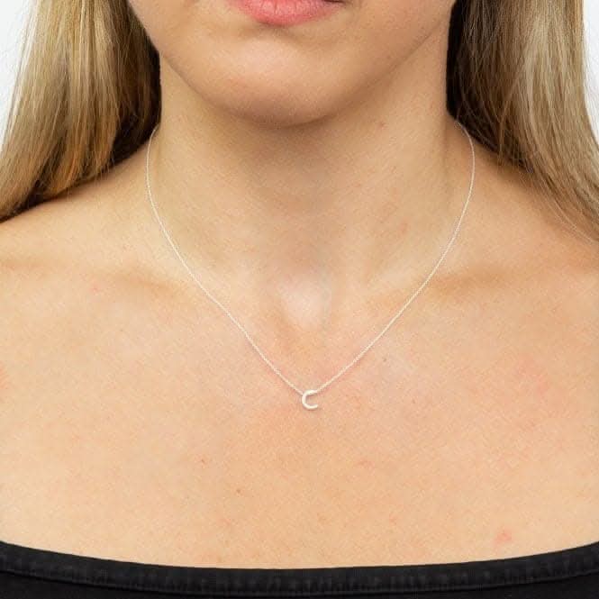 Initial C Plain Silver Initial Necklace N4430