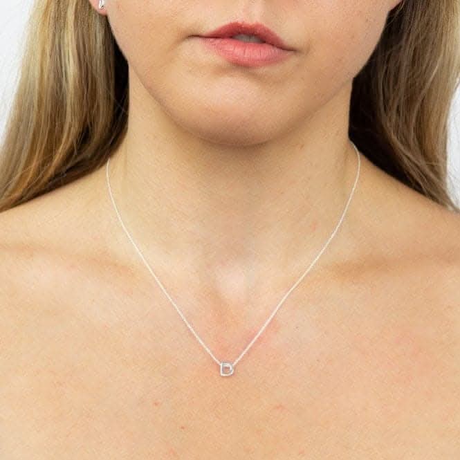 Initial D Plain Silver Initial Necklace N4431