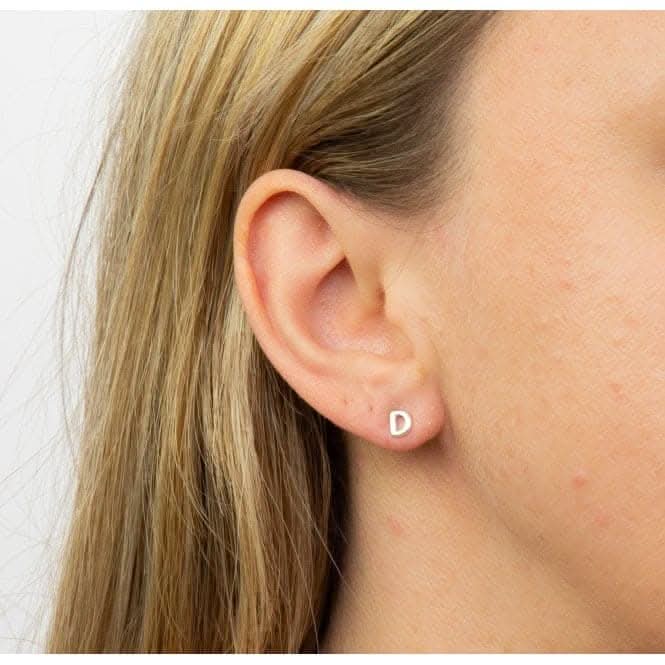 Initial D Sterling Silver Stud Earrings E6021