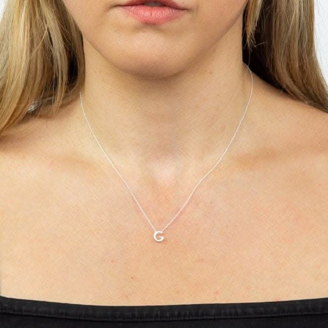 Initial G Plain Silver Initial Necklace N4434